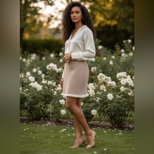 Phillip Lim Cream Cord Mini Skirt with Fringe Hem